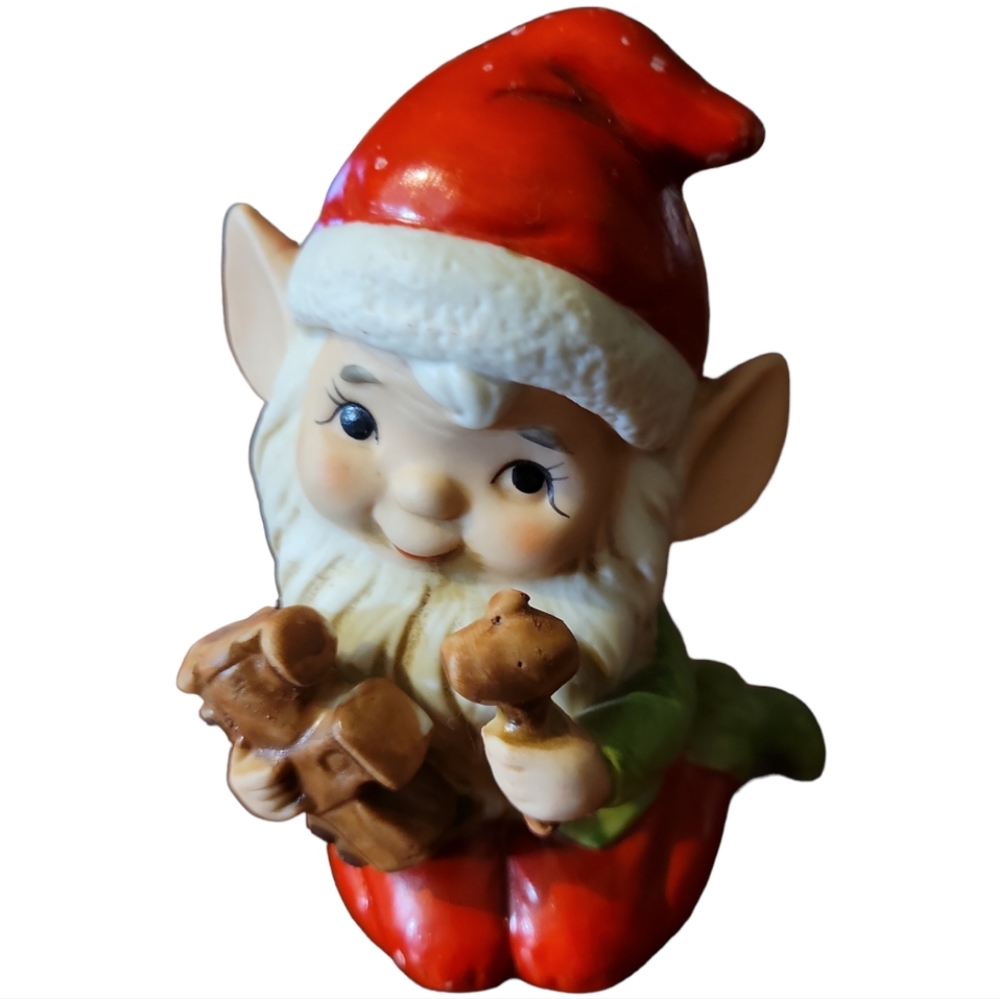 Vtg 80s Homco Home Interiors Christmas Elf Figurine Statue 5406